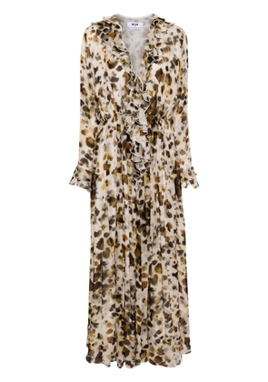 MSGM abstract-pattern print ruffle-detailing dress - Neutrals