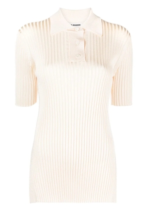 Jil Sander wide-ribbed polo shirt - Neutrals