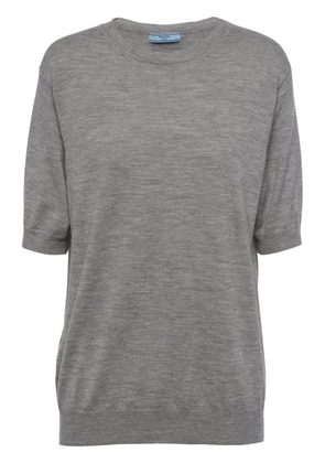 Prada triangle-logo cashmere knitted top - Grey