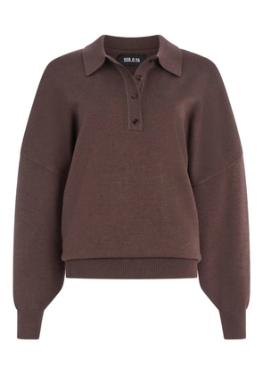 SEROYA Vespen balloon-sleeve polo shirt - Brown