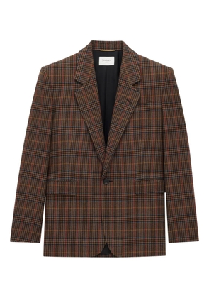 Saint Laurent checked single-breasted wool blazer - Brown