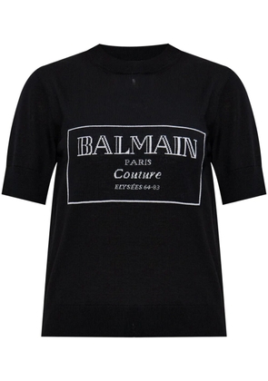 Balmain logo-print knit T-shirt - Black