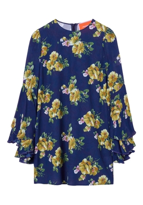 La DoubleJ floral bell-sleeve mini dress - Blue