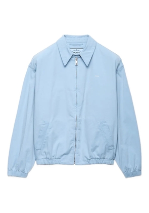 Prada elasticated-cuff embroidered-logo jacket - Blue