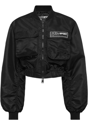 Plein Sport cropped bomber jacket - Black