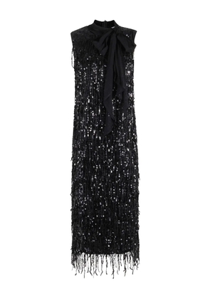 Isabelle Blanche sequinned fringed midi dress - Black