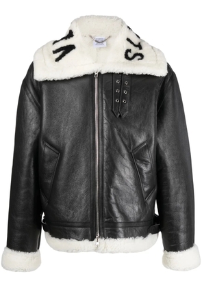 VETEMENTS logo-collar lambskin jacket - Black