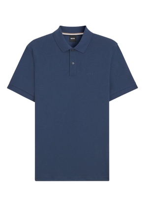 BOSS logo-embroidered polo shirt - Blue