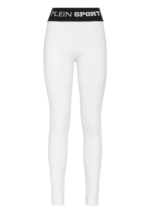 Plein Sport logo-waistband leggings - White