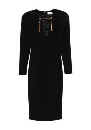 Elisabetta Franchi tassel-embellished long-sleeved day dress - Black