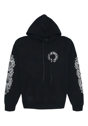 Chrome Hearts Hearts Horse Shoe Floral long-sleeve hoodie - Black