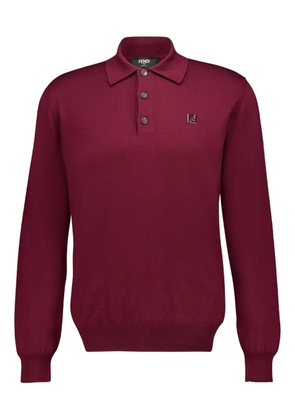 FENDI long-sleeve logo polo shirt - Red