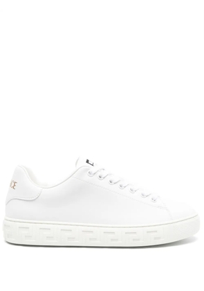 Versace Greca-embossed leather sneakers - White