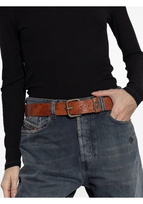 Diesel ova-logo leather belt - Brown
