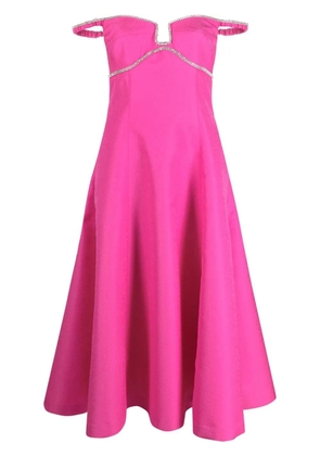 Self-Portrait off-shoulder flared midi dress - Pink