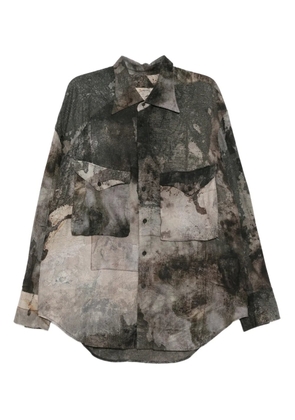 Ziggy Chen digital print silk shirt - Grey