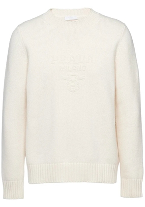 Prada logo-embroidered cashmere jumper - White