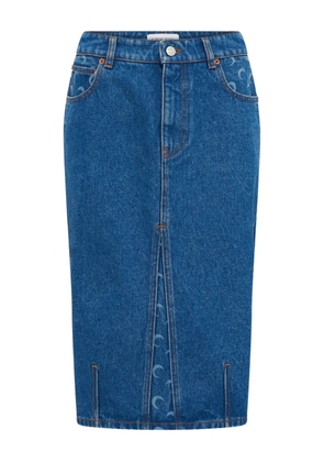 Marine Serre Moon Laser denim midi skirt - Blue