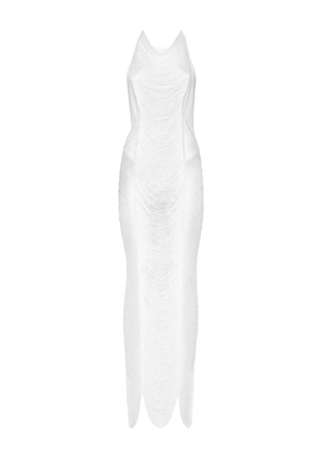 Philipp Plein fringe-detailing midi dress - '01 white'