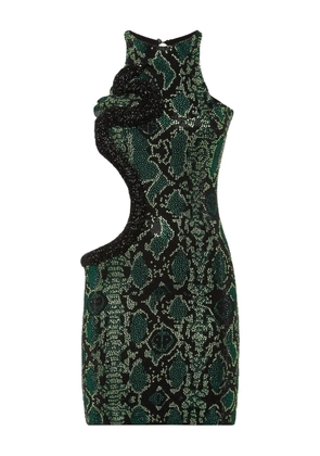 Philipp Plein snakeskin-print mini dress - Green