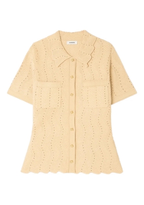 SANDRO zigzag-pattern cardigan - Neutrals