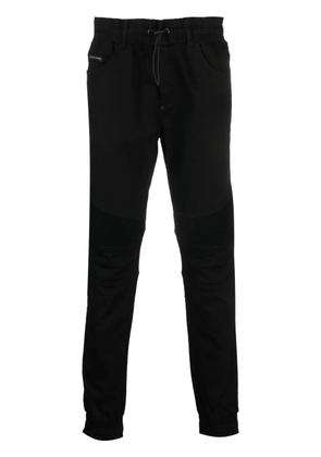 Philipp Plein panelled-design denim track pants - Black