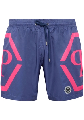 Philipp Plein logo-print swim shorts - Blue