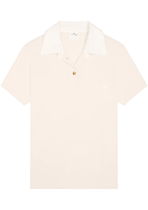 Courrèges contrasting cotton blend polo shirt - White