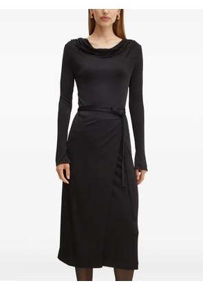 BOSS cowl-neck tie midi dress - Black