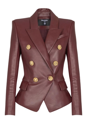 Balmain double-breasted lambskin jacket - Red