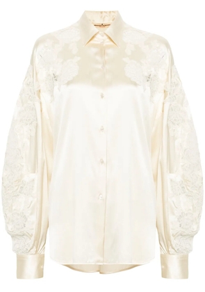Ermanno Scervino floral-appliqué shirt - Neutrals