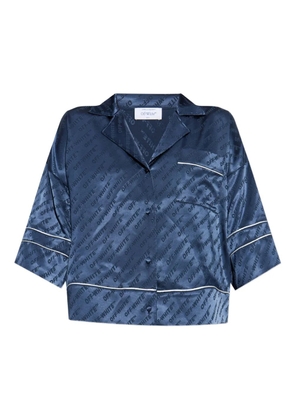 Off-White logo-print satin shirt - Blue