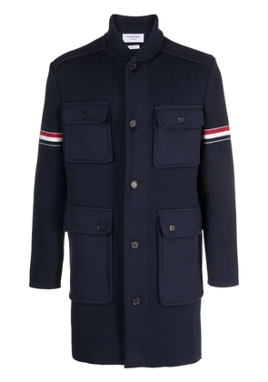 Thom Browne RWB-stripe fine-ribbed coat - Blue