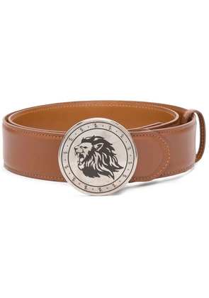 Billionaire logo-buckle leather belt - Brown