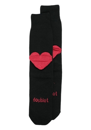 Doublet heart-motif ankle socks - Black