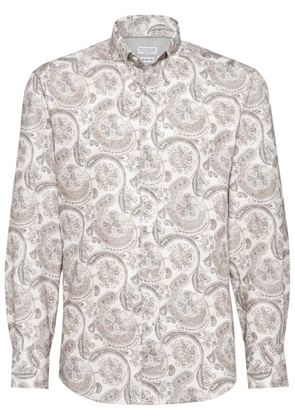 Brunello Cucinelli paisley-print cotton shirt - Neutrals