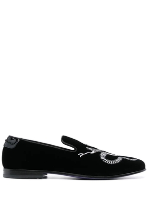 Philipp Plein crystal snake loafers - Black