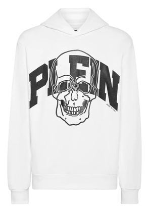 Philipp Plein Skull logo-print cotton hoodie - White