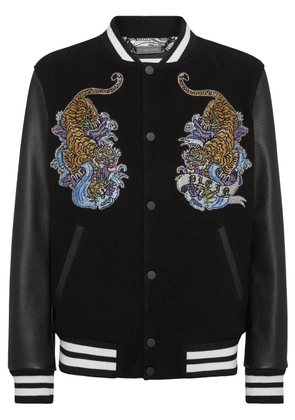 Philipp Plein tiger-print bomber jacket - Black