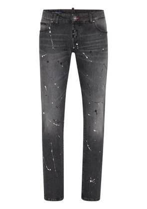 Philipp Plein paint-splatter slim-fit jeans - Grey