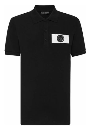 Plein Sport logo-patch cotton polo shirt - Black