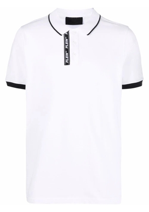 Philipp Plein logo-tape detail polo shirt - White
