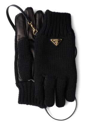 Prada triangle-logo gloves - Black
