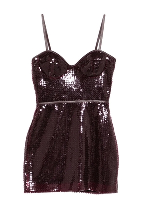 David Koma sequin-embellished sweetheart mini dress - Red