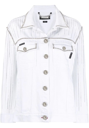 Philipp Plein fringe-detail denim jacket - White