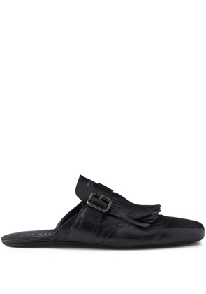 Prada Shuffle fringed leather mules - Black