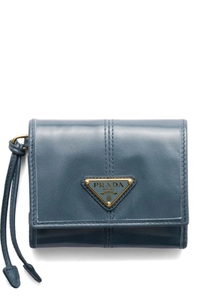 Prada enamel-triangle logo wallet - Blue