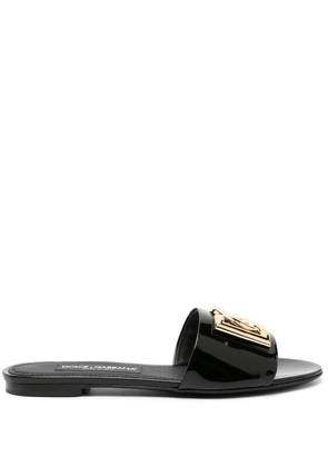 Dolce & Gabbana DG-logo leather slides - Black