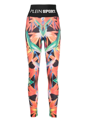 Plein Sport floral-print stretch leggings - Black
