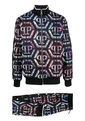 Philipp Plein logo-print stretch-cotton tracksuit - Black